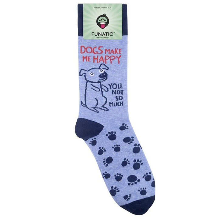 FUNATIC Socks & Tees Dogs Make Me Happy, dog lover gift fun 