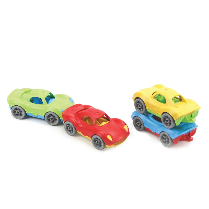 Green Toys Toy Vehicles Construction Green Toys Stack & Link Set of 4 racers
