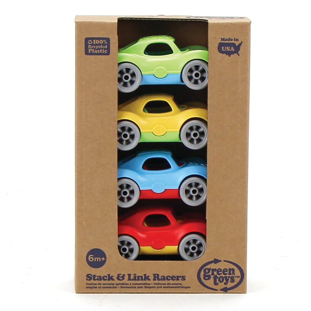 Green Toys Toy Vehicles Construction Green Toys Stack & Link Set of 4 racers