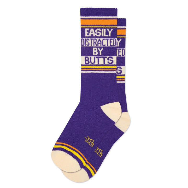 Gumball Poodle Socks & Tees Easily Distracted By Butts Gym Crew Socks