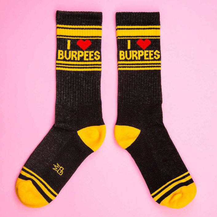 Gumball Poodle Socks & Tees I ❤️ Burpees Gym Crew Socks