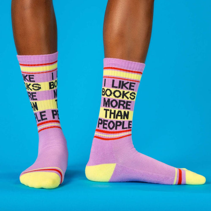 Gumball Poodle Socks & Tees I Like Books More Than People Gym Crew Socks