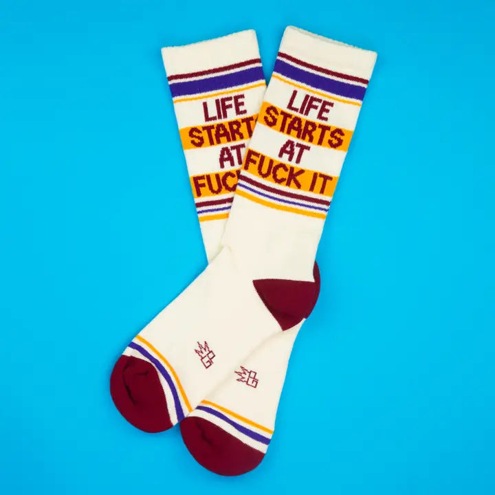 Gumball Poodle Socks & Tees Life Starts At Fuck It Gym Crew Socks