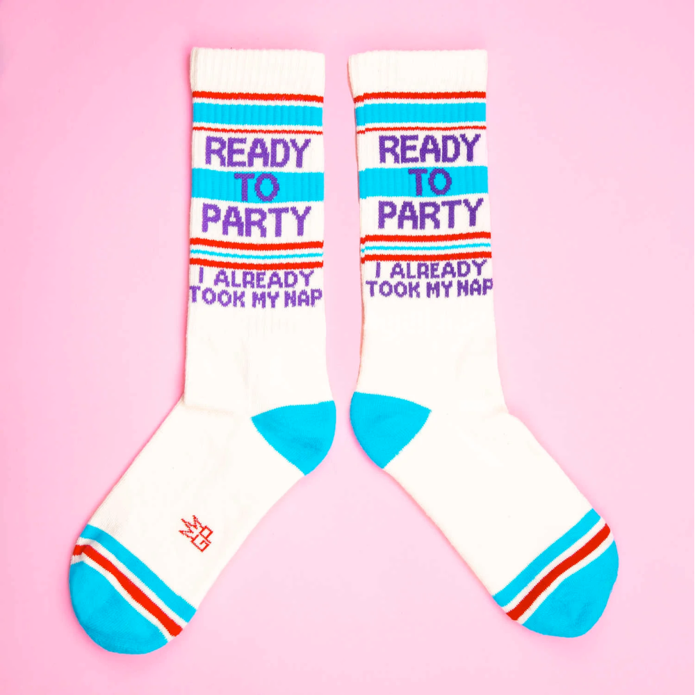 Gumball Poodle Socks & Tees Ready To Party I Already Took My Nap Gym Crew Socks