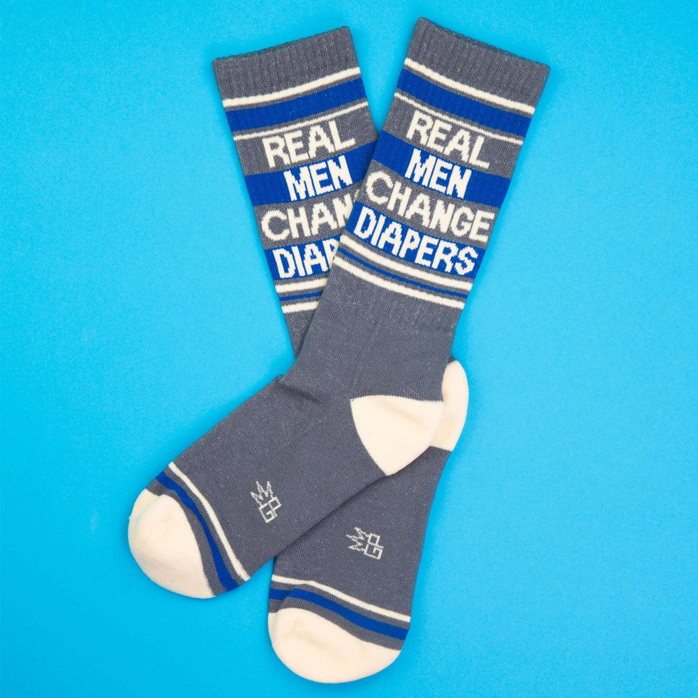 Gumball Poodle Socks & Tees Real Men Change Diapers Gym Crew Socks