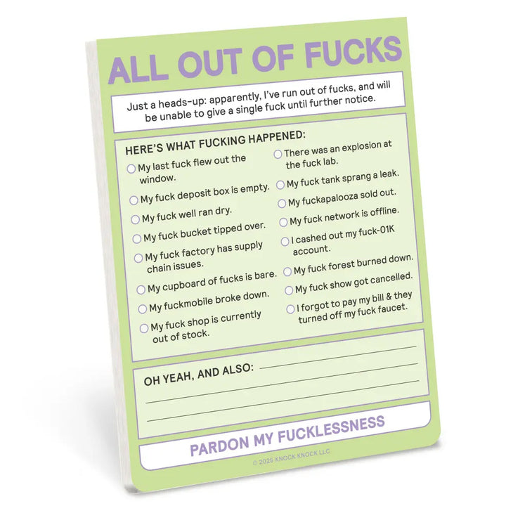 Hachette Book Group - Workman Office Goods All Out of Fucks Nifty Notes