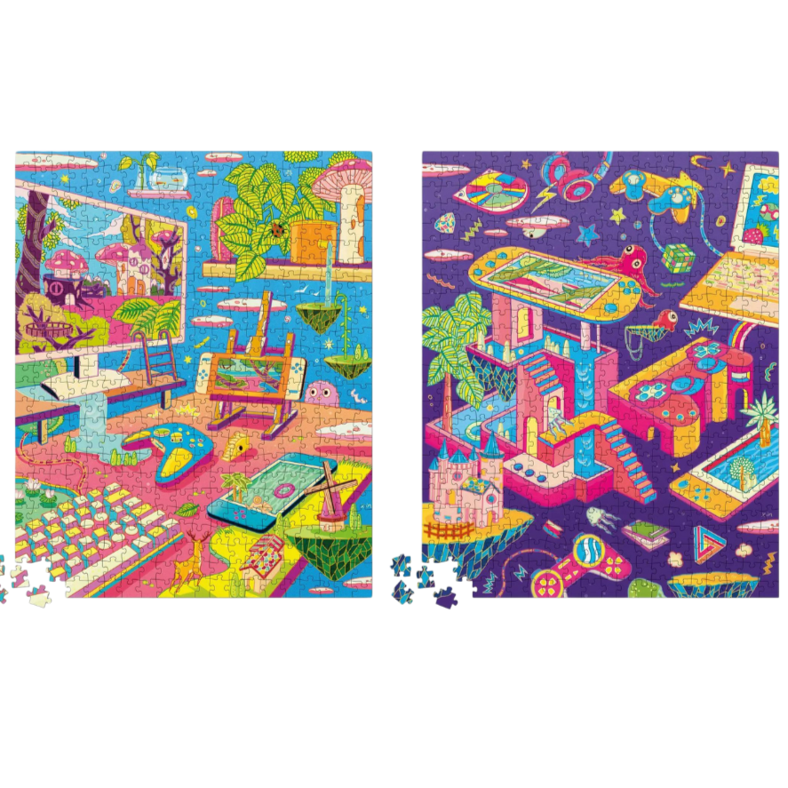 Hachette Book Group - Workman Puzzles Cozy Gamer 2-in-1 Double-Sided 500-Piece Puzzle