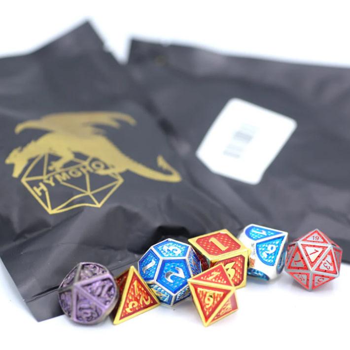 HYMGHO Wholesale GAMES Non-matching Solid Metal Mystery Pack Full set of 7 RPG Dice