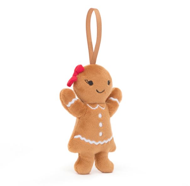 Jellycat Toy Stuffed Plush Gingerbread Ruby 4" Jellycat Festive Folly Christmas Decoration