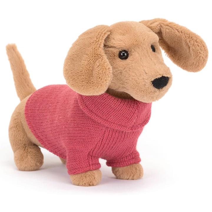 Jellycat Toy Stuffed Plush Jellycat Sweater Sausage Dog Pink