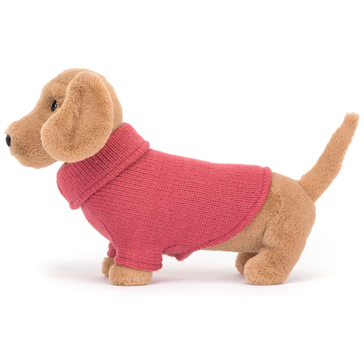 Jellycat Toy Stuffed Plush Jellycat Sweater Sausage Dog Pink