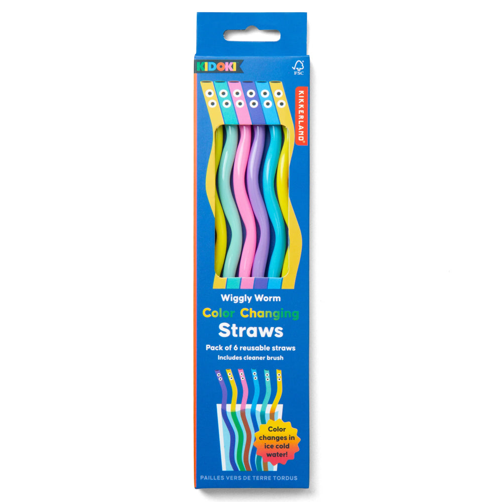 KIKKERLAND Toy Novelties Wiggly Worm Color Changing Straws