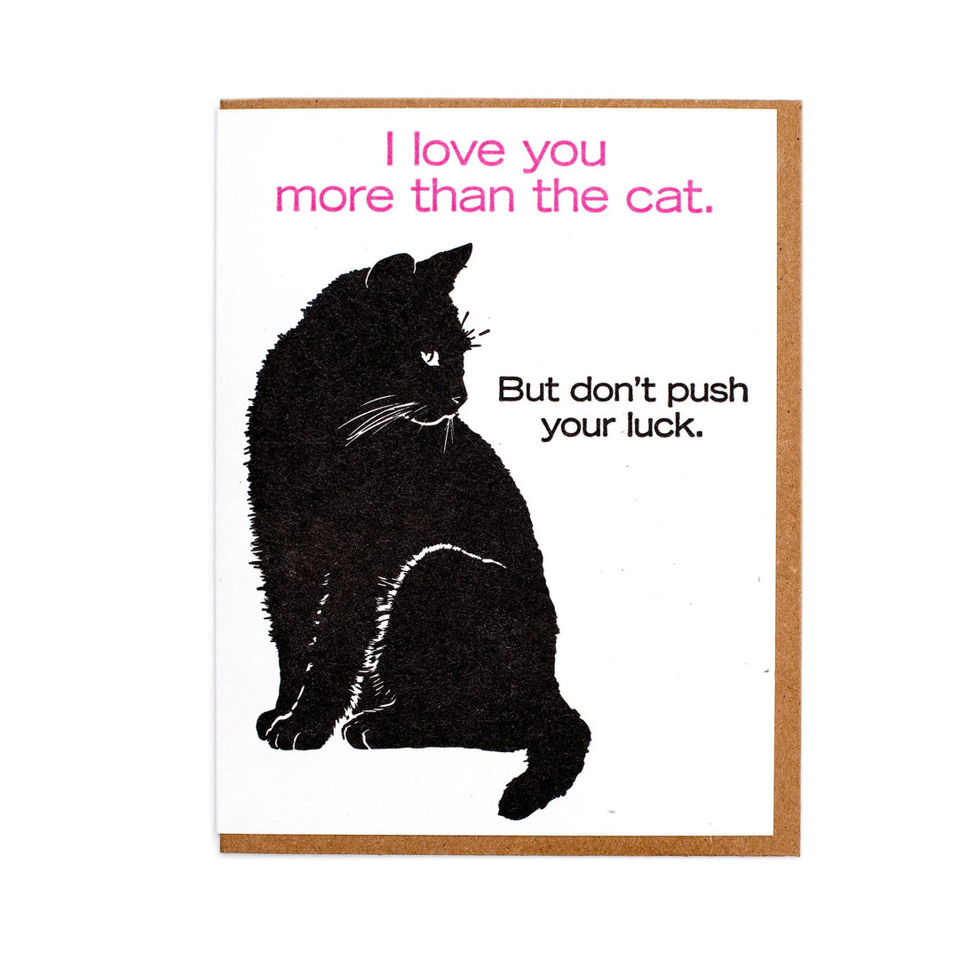 Lady Pilot Letterpress Greeting Cards I Love you more than the cat... Greeting Card