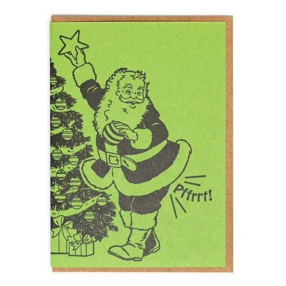 Lady Pilot Letterpress Greeting Cards Santa Fart Greeting Card