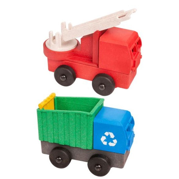 Luke's Toy Factory Toy Infant & Toddler Fire and Recycling Truck 2 Pack