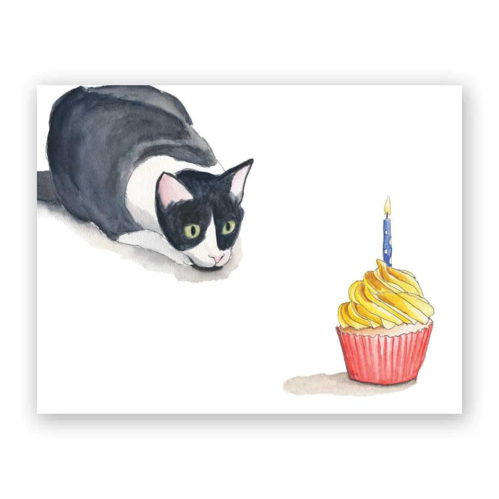 Mincing Mockingbird Greeting Cards Cupcake Cat Birthday Card
