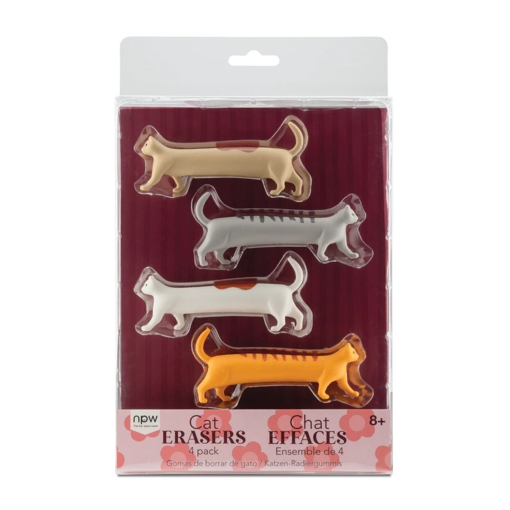 NPW Office Goods Cat Erasers - 4 Pack