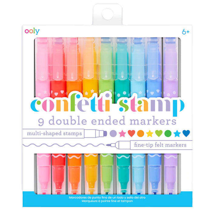 OOLY Arts & Crafts Confetti Stamp Double-Ended Markers - Set of 9