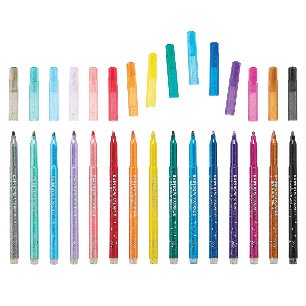 OOLY Arts & Crafts Rainbow Sparkle Glitter Markers - Set of 15