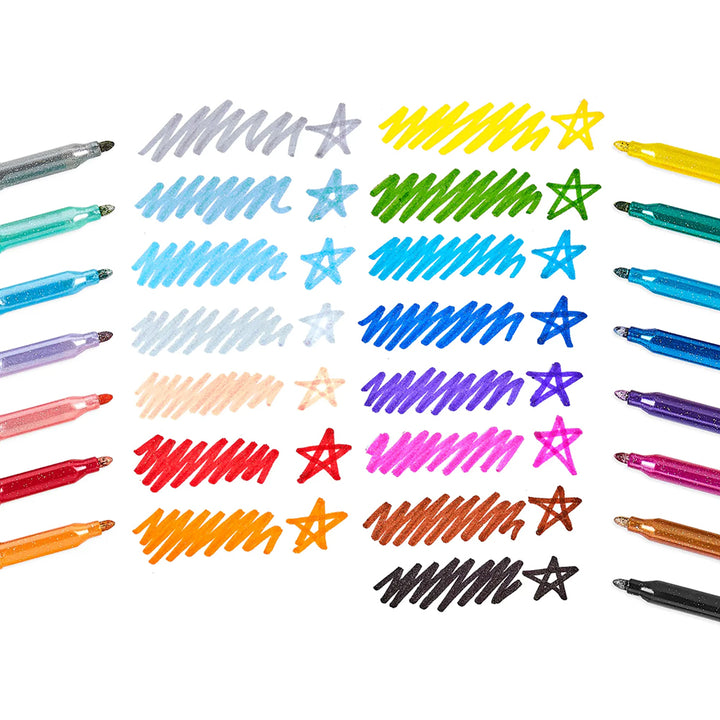 OOLY Arts & Crafts Rainbow Sparkle Glitter Markers - Set of 15