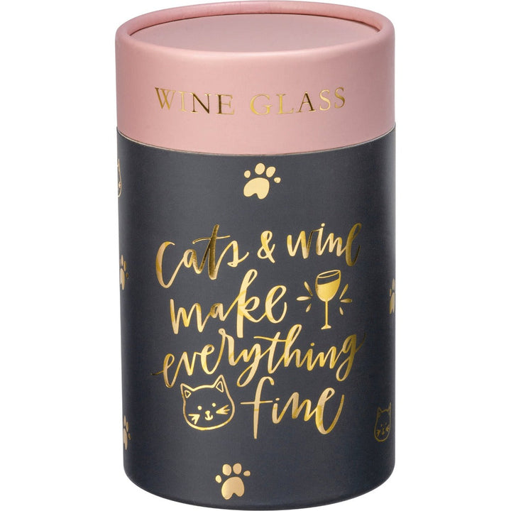 Primitives by Kathy Drinkware & Mugs Cats & Wine Make Everything Fine Wine Glass
