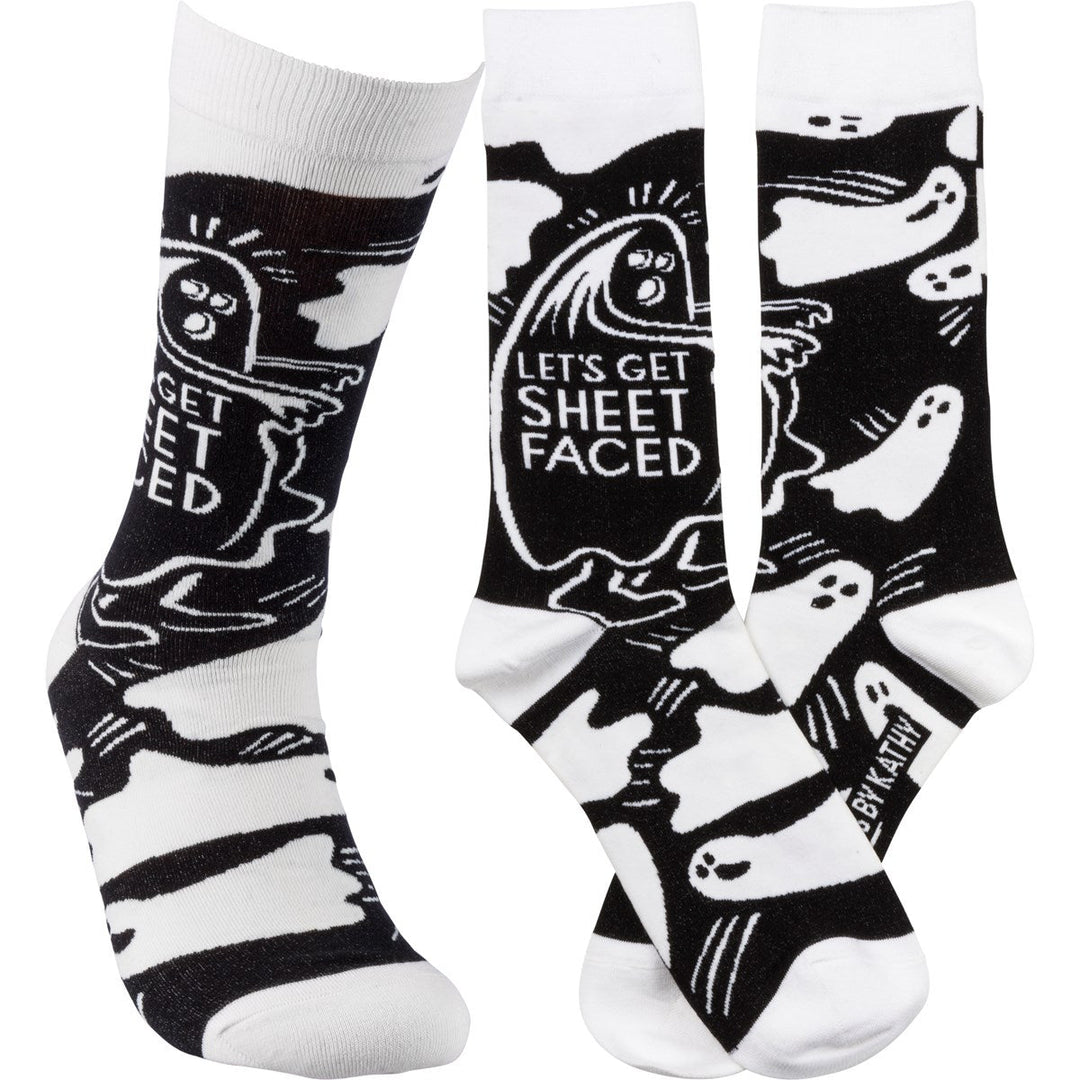 Primitives by Kathy Socks & Tees Let's Get Sheet Faced Spooky Socks