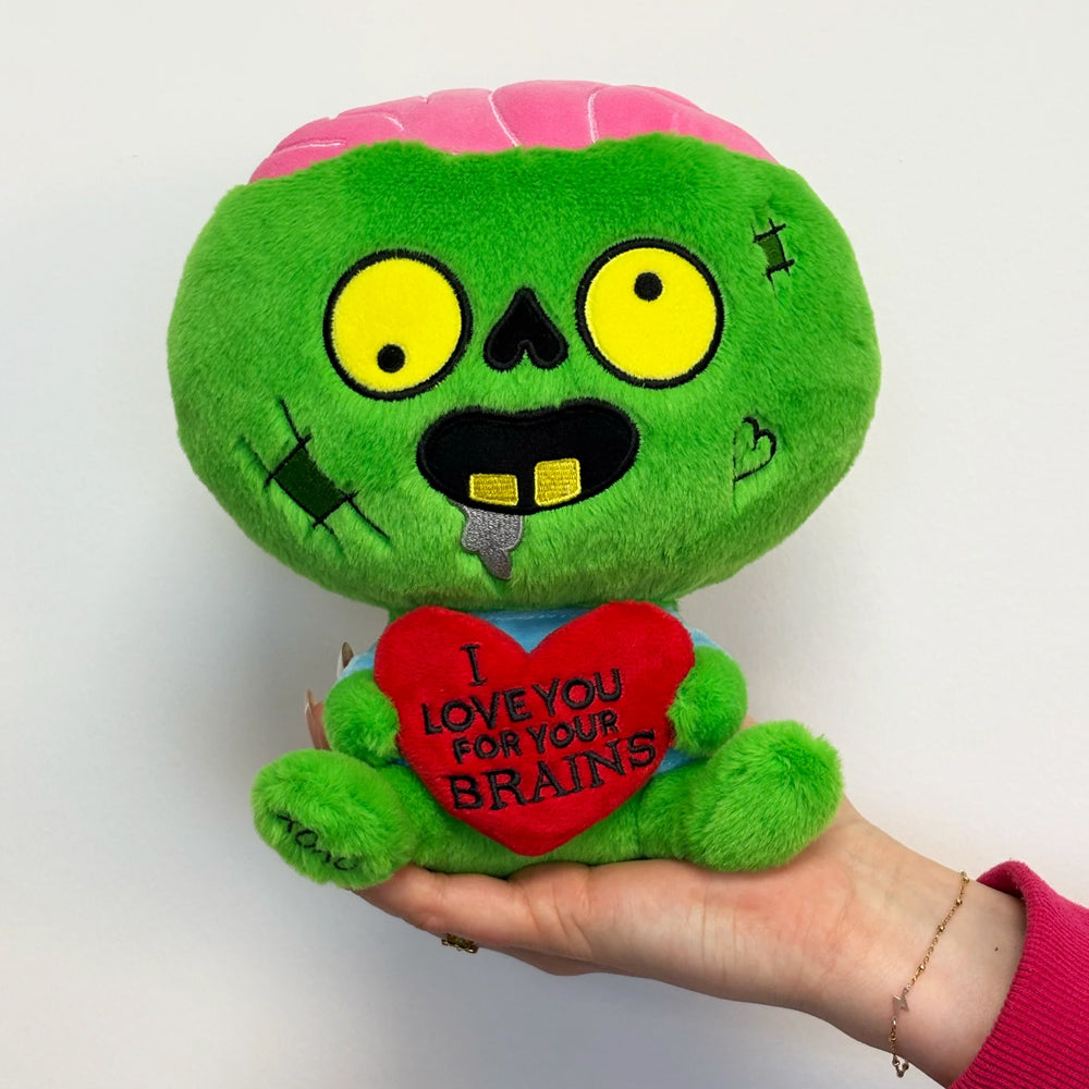 Punchkins Toy Stuffed Plush I Love you for your Brain- Plushie Zombie