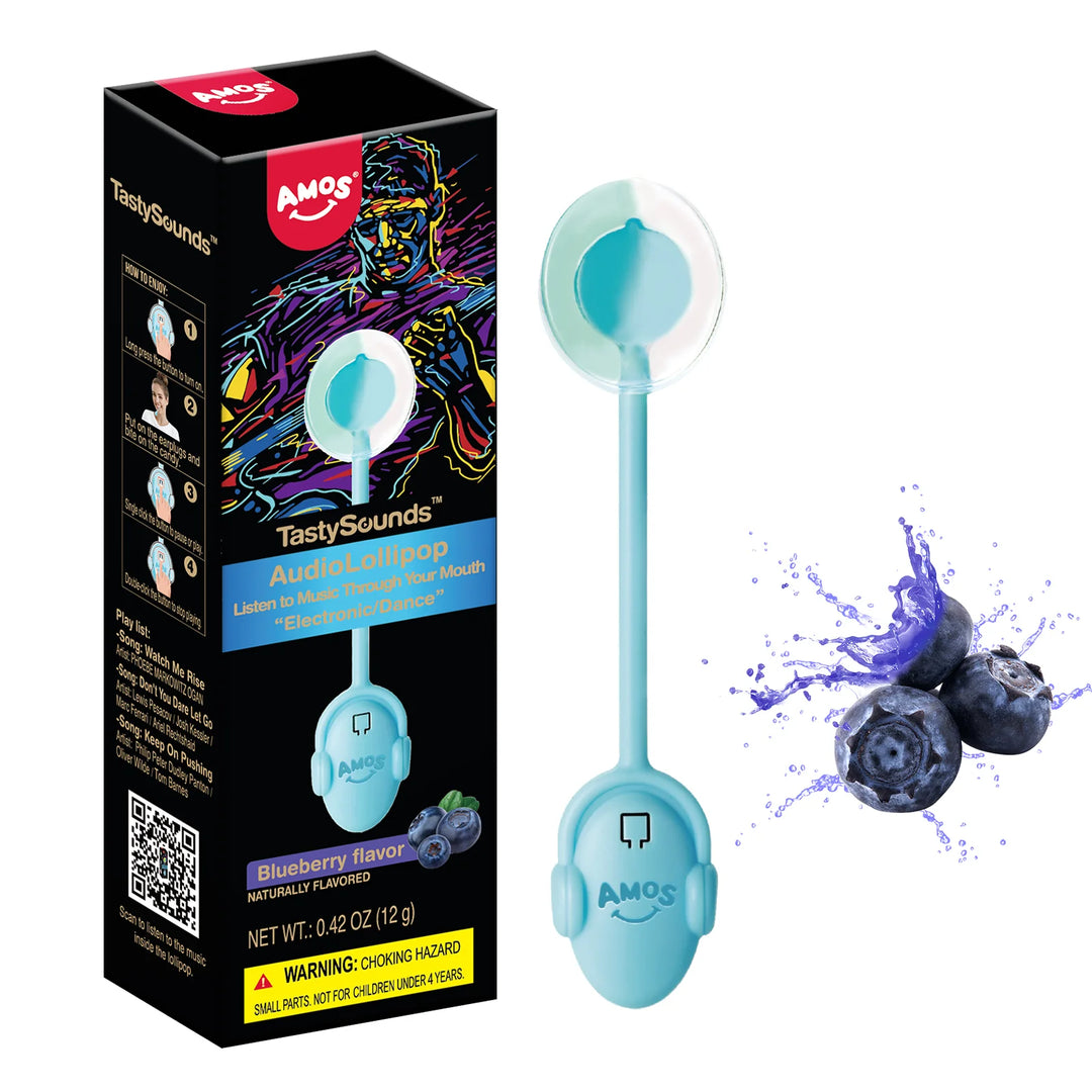 Redstone Foods CANDY Blueberry Amos TastySounds Audio Lollipop - Plays Music