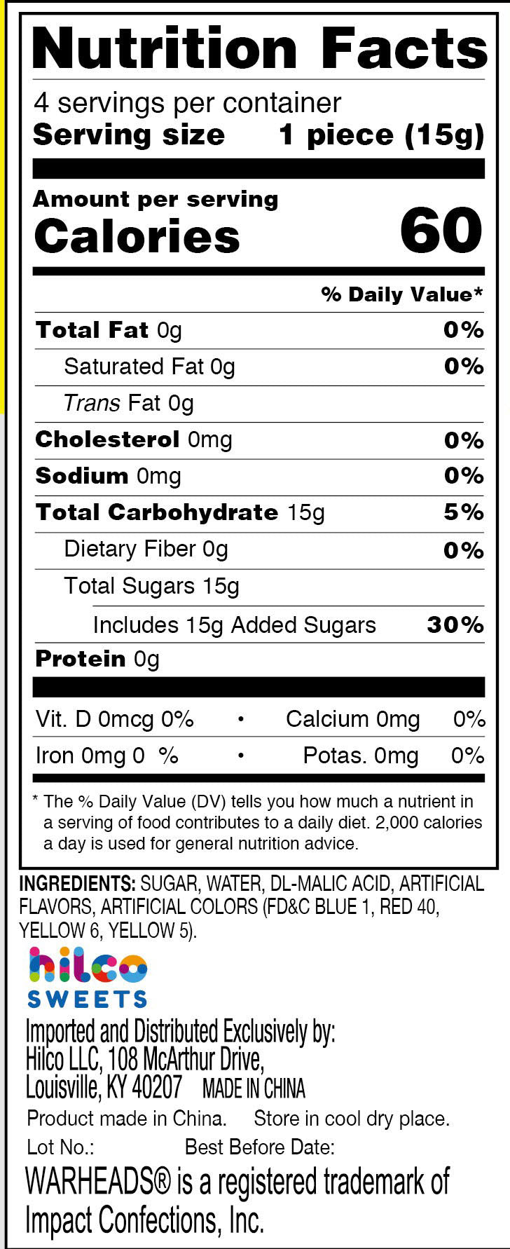 Redstone Foods Candy Warheads Sour Rock Candy Sticks 4 pack