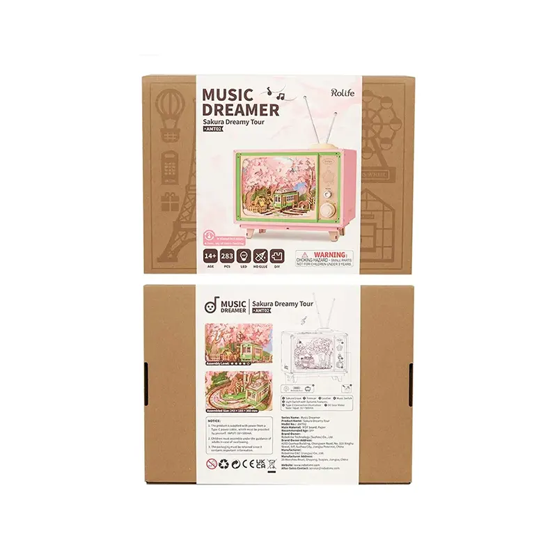 Robotime Factory Door Arts & Crafts Sakura Dreamy Tour Music Box DIY Kit