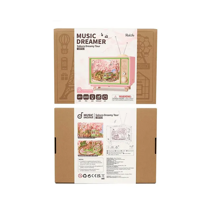 Robotime Factory Door Arts & Crafts Sakura Dreamy Tour Music Box DIY Kit