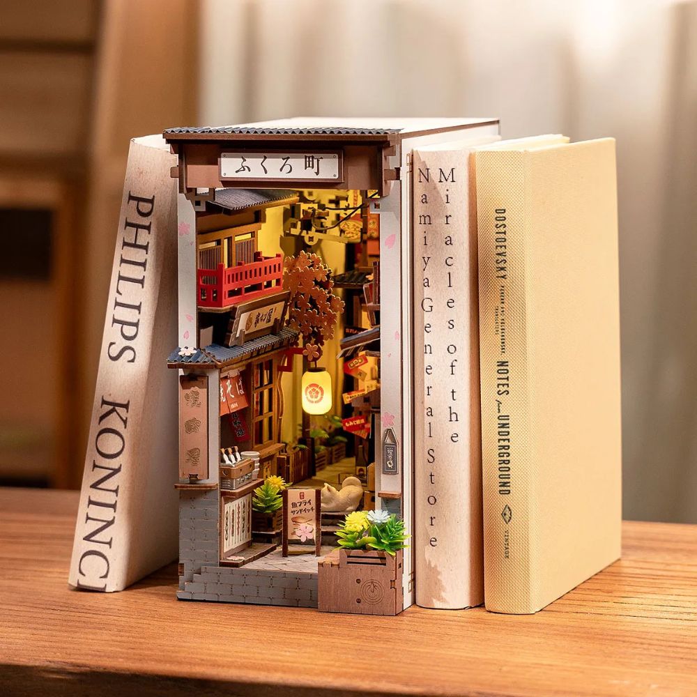 Robotime Factory Door Arts & Crafts Sakura Wine Alley Book Nook DIY