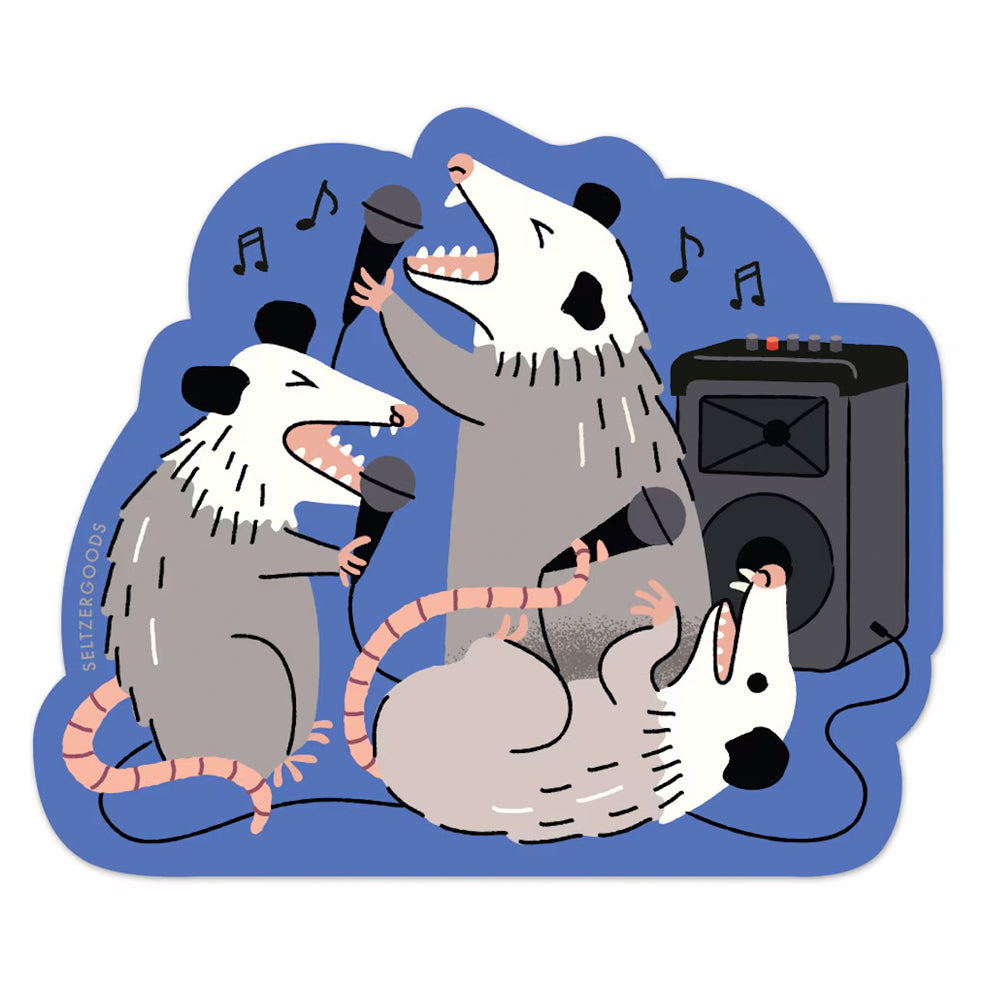 Seltzer Magnets & Stickers Opossum Karaoke Sticker