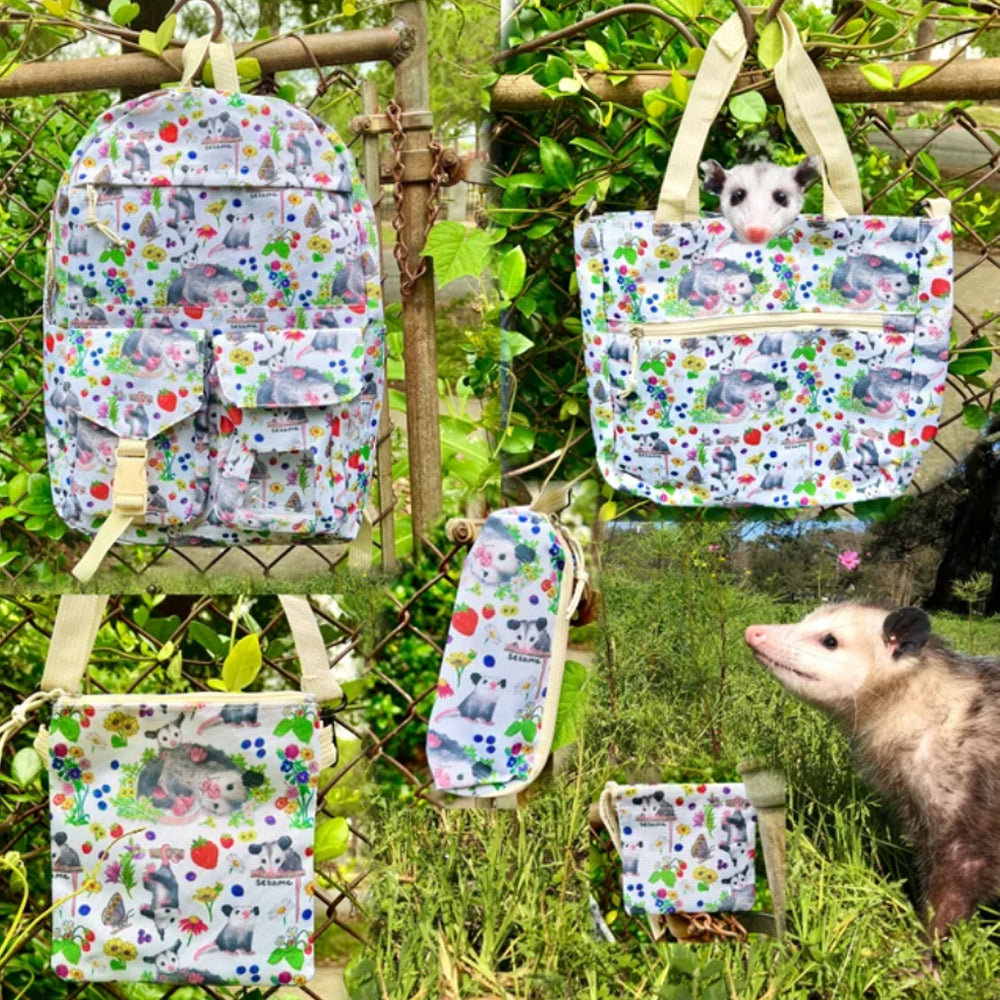 Sesame the Opossum Bags & Pouches Fruity and Floral Opossums Lightweight 5-Piece Backpack Set