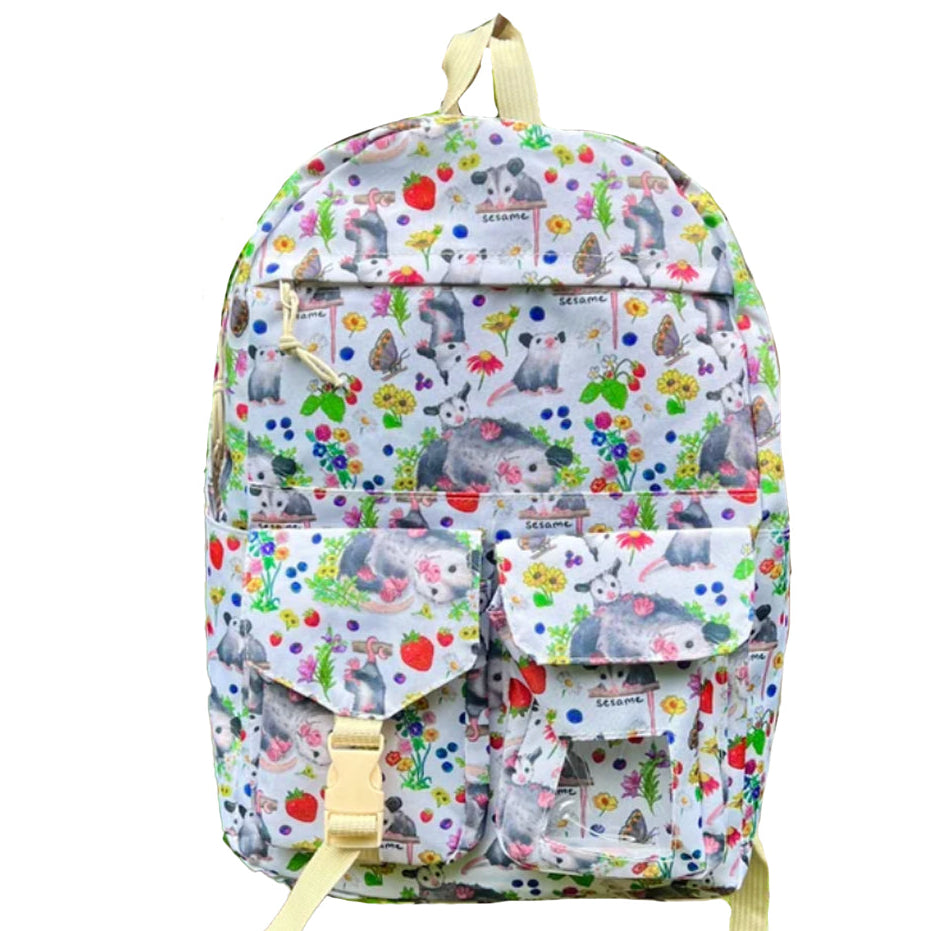 Sesame the Opossum Bags & Pouches Fruity and Floral Opossums Lightweight 5-Piece Backpack Set