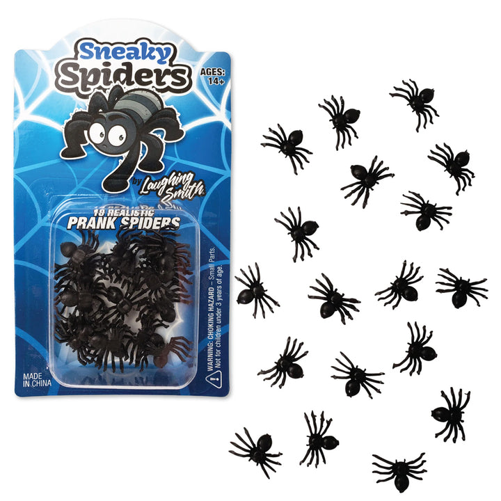 Smith Brands Funny Novelties Fake Plastic Spiders x 18