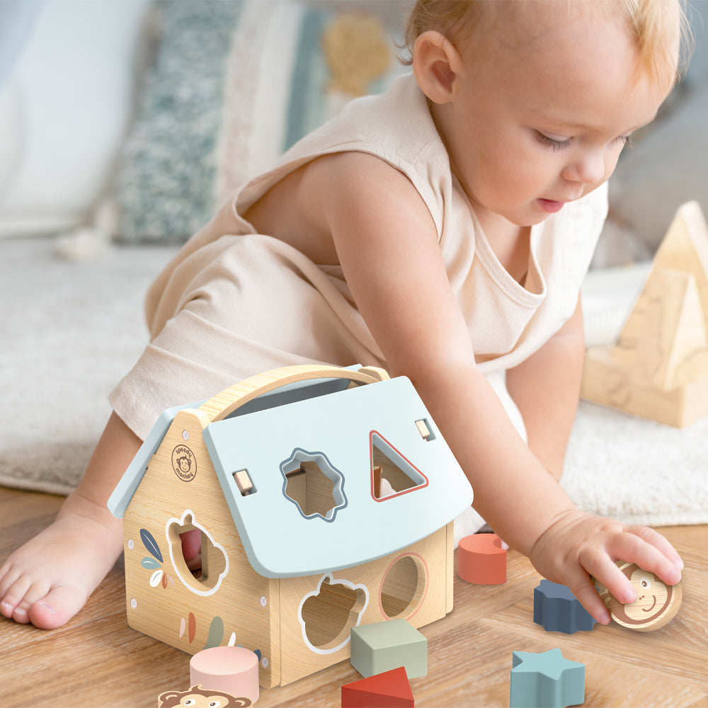 Speedy Monkey Toy Infant & Toddler Wooden House Shape Sorter