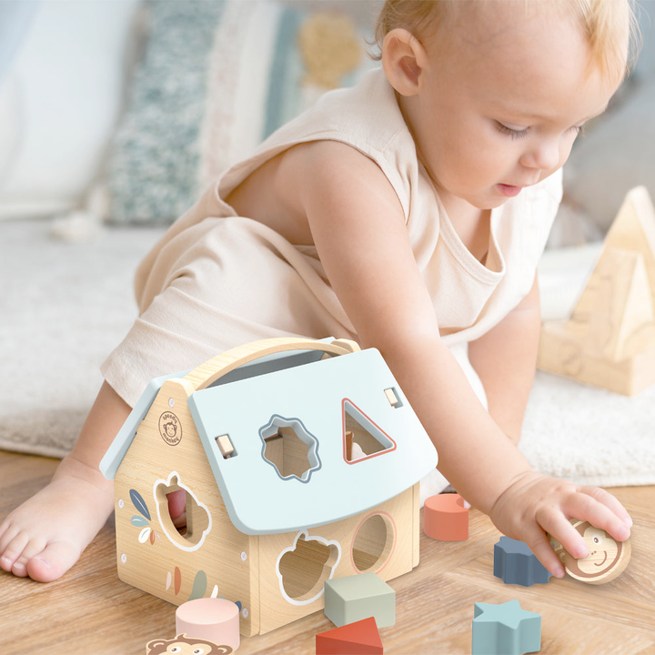 Speedy Monkey Toy Infant & Toddler Wooden House Shape Sorter