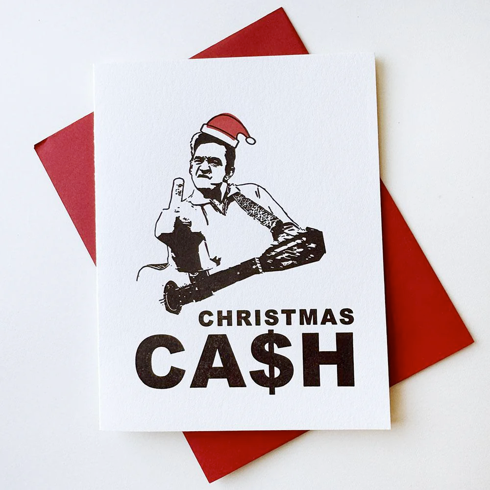 Steel Petal Press Greeting Cards Christmas Cash - Letterpress Christmas Holiday Card