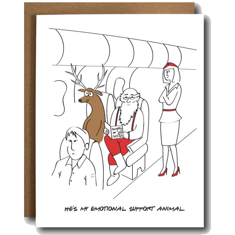 The Card Bureau Greeting Cards Emotional Support Reindeer Christmas Card