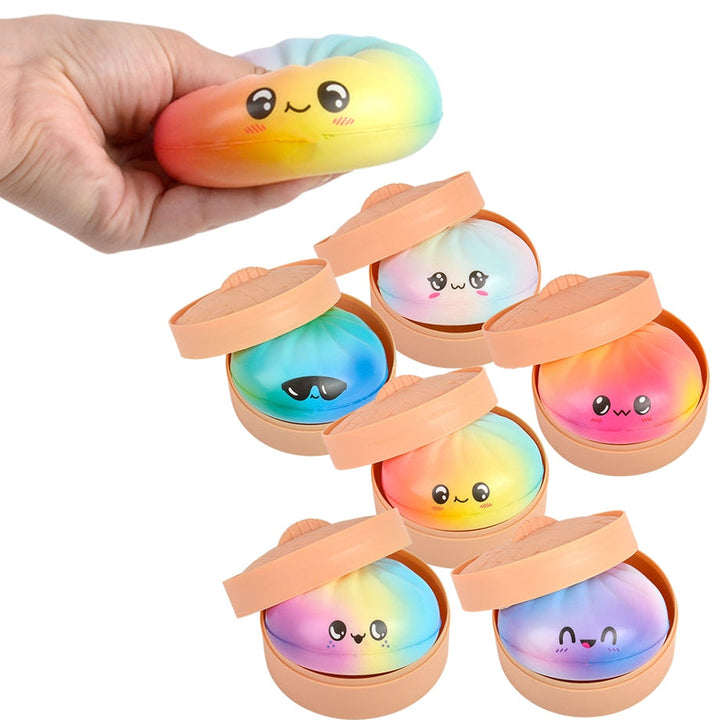 The Toy Network Toy Novelties 3.5" Dumpling  Slow Rise Foam Squish Surprise (Rainbow Colors)