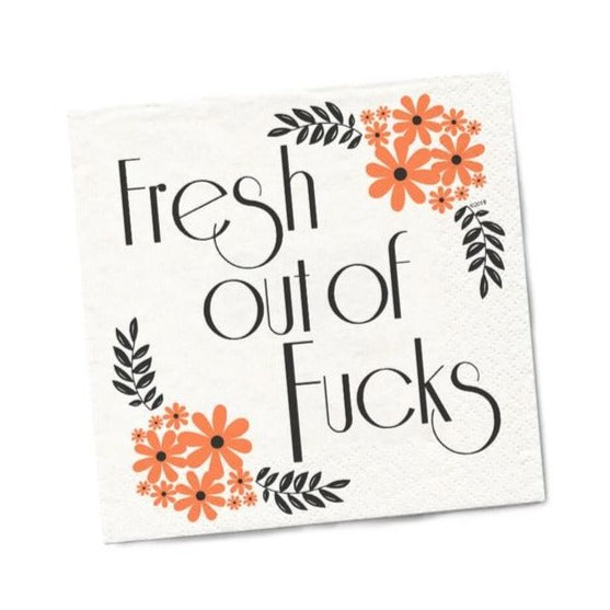 Twisted Wares Kitchen & Table Fresh Out of Fucks Snarky Napkins