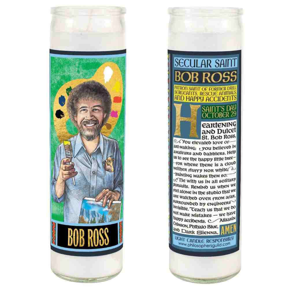 Unemployed Philosophers Guild Home Decor Bob Ross Secular Saint Candle