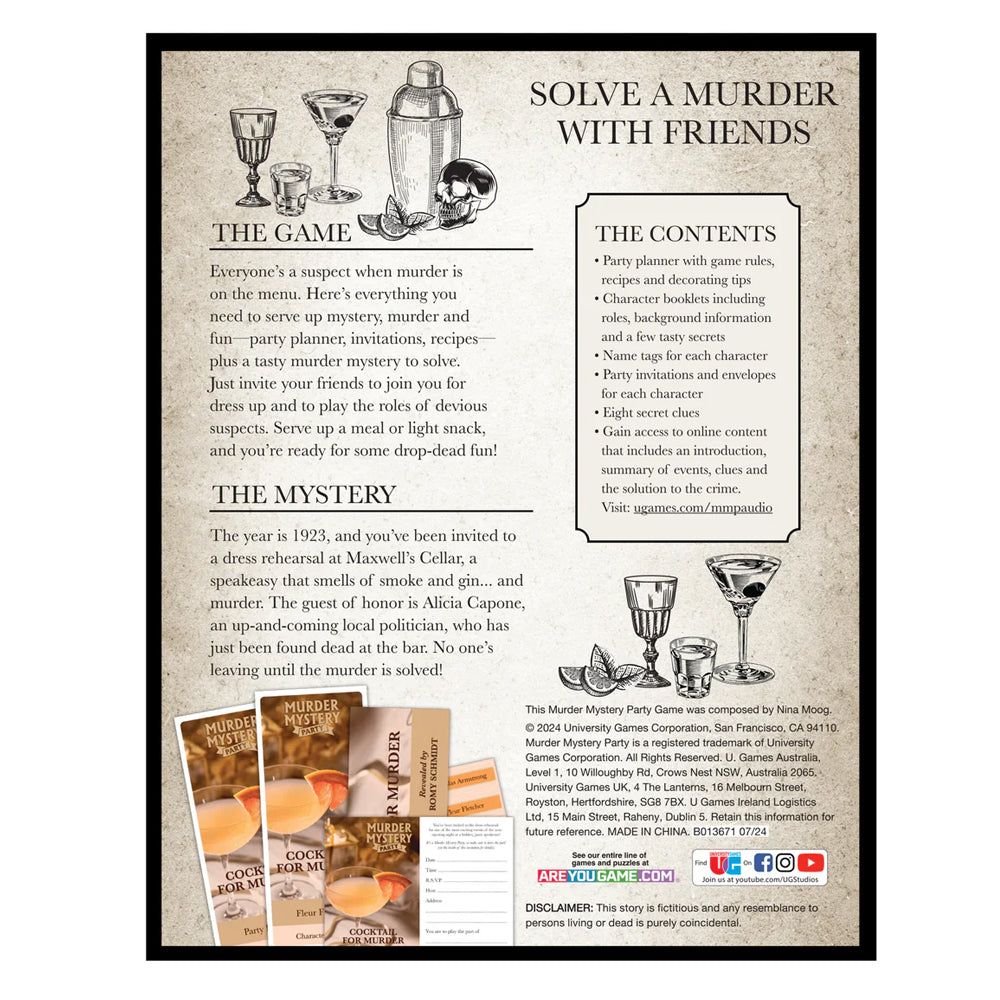 University Games Games Murder Mystery Party: Cocktail For Murder