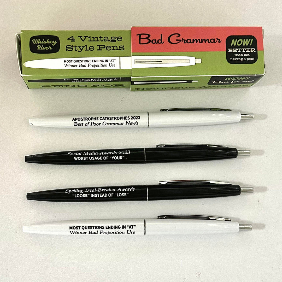 Bad Grammar Set of 4 Vintage Style Pens – Off the Wagon Shop