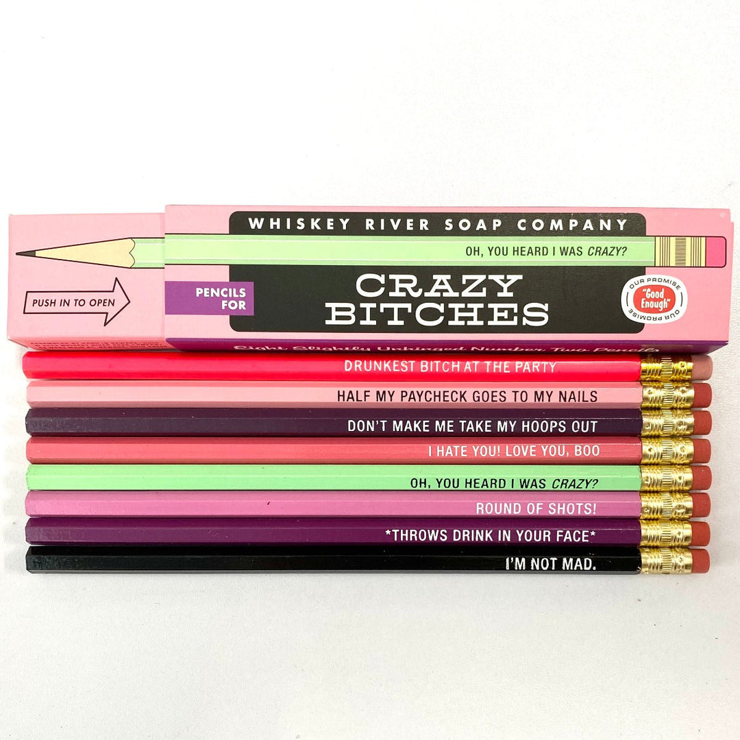 Whiskey River Soap Co. Office Goods Crazy Bitches - Set of 8 pencils