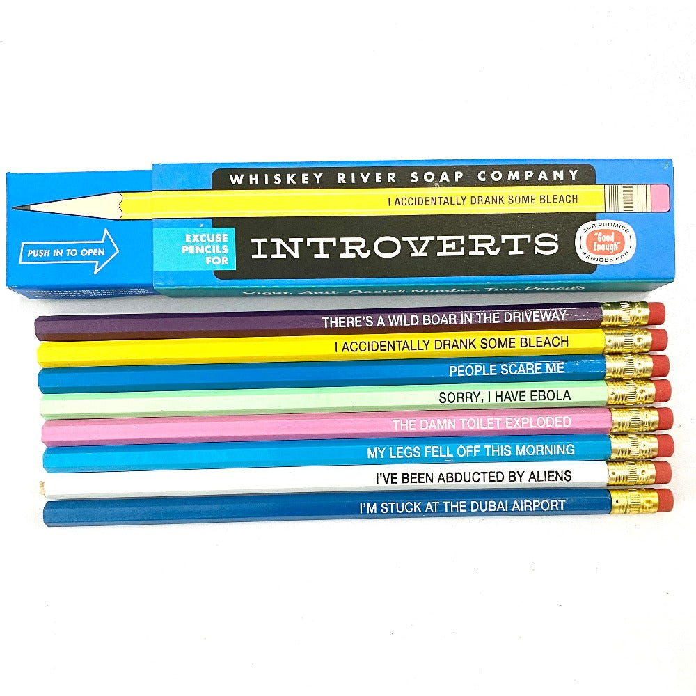 Whiskey River Soap Co. Office Goods Introverts - Set of 8 pencils
