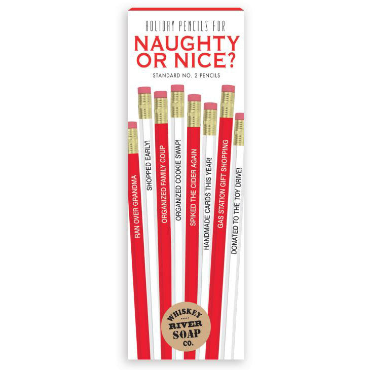 Whiskey River Soap Co. Office Goods Naughty or Nice Pencils - set of 8