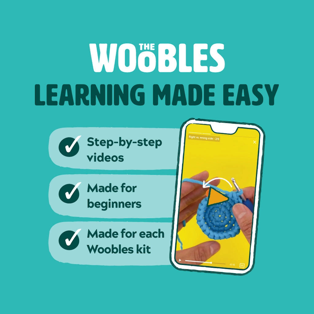 Woobles Arts & Crafts Fred the Rainbow Dinosaur Beginner Crochet Kit