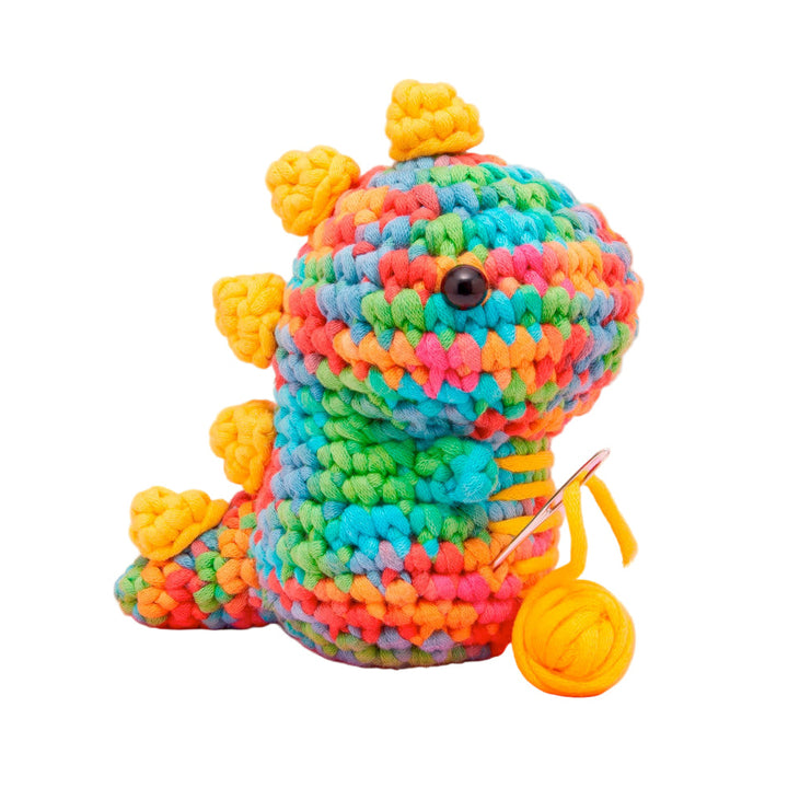 Woobles Arts & Crafts Fred the Rainbow Dinosaur Beginner Crochet Kit